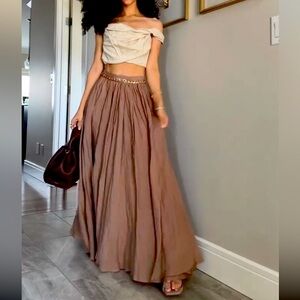 Linen Naive Poppy 23 Linen Skirt | Nude